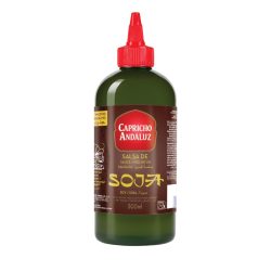 Envase tipo biberón de Salsa de soja 500ml Capricho Andaluz con dosificador de precisión.